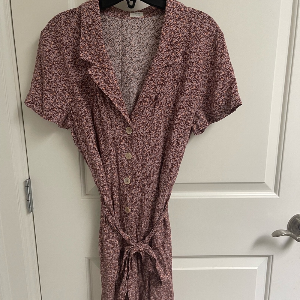 Wilfred Aritzia floral button shirt mini dress M - Picture 2 of 4